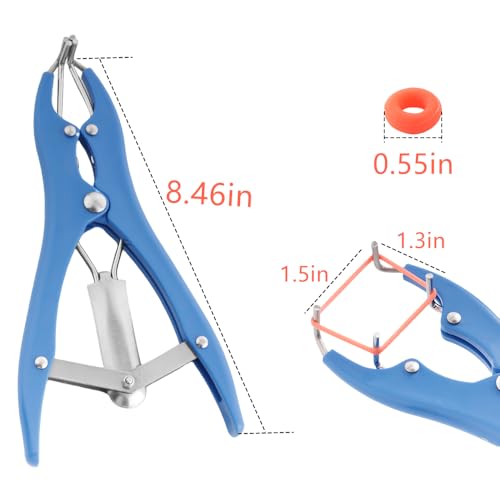 2 Pack Livestock Castration Bander with 50 Pcs Castrator Rings, Bloodless Animal Elastrator Castration, Animal Tail Cutting Tool for Lambs Sheeps Calves Piglets, Balloon Expander Pliers Tools