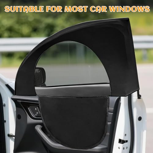 2 PCS Car Window Shades, Breathable Auto Front Side Window Cover Mesh Sun Screen with Zipper, Universal Stretchy Vehicle Side Windows Sun Shades for Privacy Protection - color: Front Window