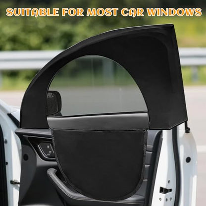 2 PCS Car Window Shades, Breathable Auto Front Side Window Cover Mesh Sun Screen with Zipper, Universal Stretchy Vehicle Side Windows Sun Shades for Privacy Protection - color: Front Window