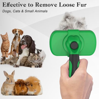 Swihauk Self Cleaning Slicker Brush - Skin Friendly Deshedding Grooming Tool for Dogs & Cats, Suitable for Shedding & Haired Pets, with Pet Supplies Accessories, Green - color: Green