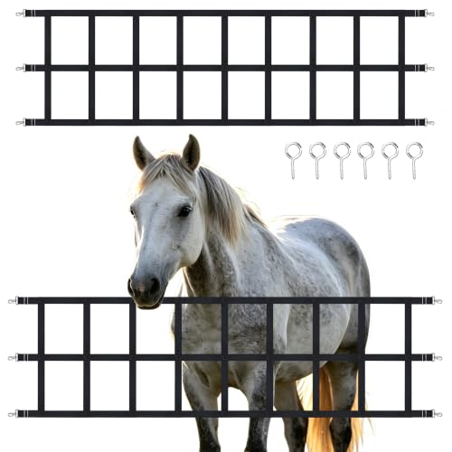 10' x 20" Stall Guards for Horses with Adjustable Straps and Hardware,Black | Horse Stall Gate with 6 Hooks and 6 Screws, for Stables, Barns, Breeding Farms, Fences to Keep Horse Securely
