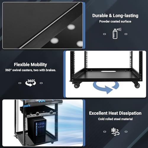 20U Server Rack w/ 2 Racks, Versatile Open Frame IT Rack - size: 20U