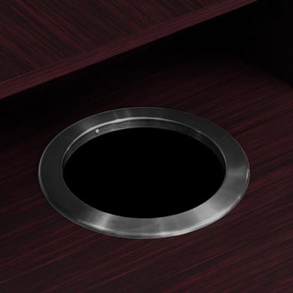 Flash Furniture Trash Can Enclosure, 32 Gallon, Mahogany | 8" Drop Hole, Tray Shelf, Swing Door, Commercial Grade - color: Mahogany