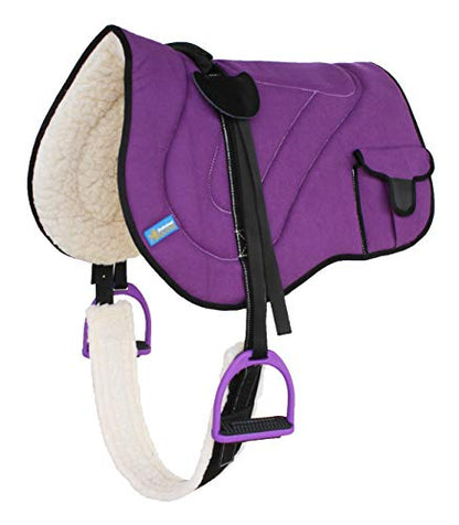 Horse Saddle PAD Trail Fleece Padded Adjustable Bareback Pad Pocket Stirrups 39193 - color: Purple, size: Bareback Pad: 22" L x 36" W Cinch: 31" L x 3" W
