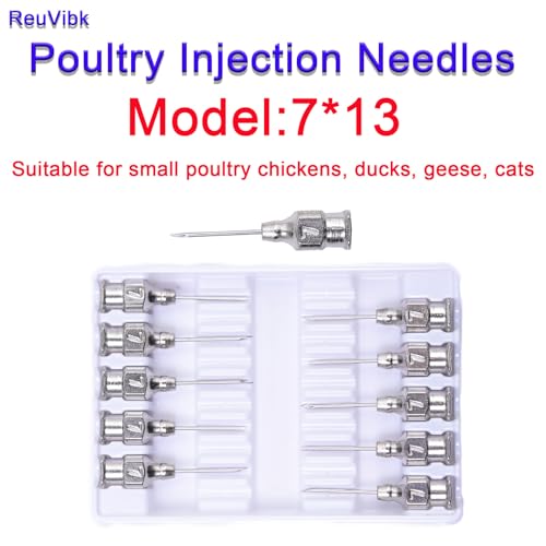 7 Gauge Veterinary Needles, Cattle Needle Poultry Injection Needles 10 Sticks, Suitable for Pigeons, Chickens, Ducks, Geese, Pigs, Sheep, Horses, and Other Large and Small Animals (7 * 13mm) - size: 7*13mm
