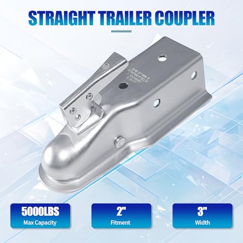 5000lb Straight Trailer Coupler for 2" Ball, 3" Channel | Heavy-duty 5,000 lbs capacity for 3" channels. Zinc-plated steel construction for trailer applications. - size: 2" Ball 3" Channel 5,000 lbs