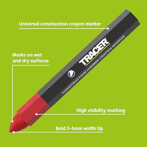 Tracer Red Lumber Crayon Markers - Construction Crayons, Pack of 12 - color: Red