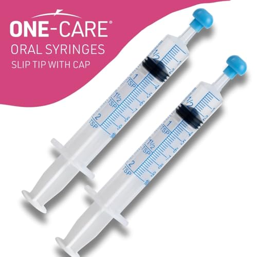 ONE-CARE 10ml Oral Syringe w/Cap, Slip Tip Liquid Dispensers, 100/Box | Precise Dosing, Infants-Oral Feed, Accurate Graduation, Individually Wrapped, Food-Grade Plastic, Adult & Pet - size: 10 ml Blue Scale