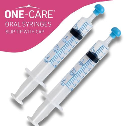 ONE-CARE 10ml Oral Syringe w/Cap, Slip Tip Liquid Dispensers, 100/Box | Precise Dosing, Infants-Oral Feed, Accurate Graduation, Individually Wrapped, Food-Grade Plastic, Adult & Pet - size: 10 ml Blue Scale