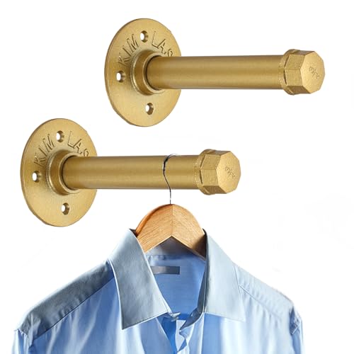 Sumnacon Wall Mounted Clothes Rack for Wardrobe, 2Pcs 5.9 Inch, Gold - color: Gold, size: 6 Inch