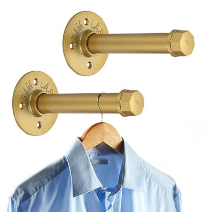 Sumnacon Wall Mounted Clothes Rack for Wardrobe, 2Pcs 5.9 Inch, Gold - color: Gold, size: 6 Inch