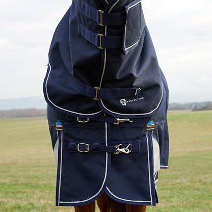 WeatherBeeta ComFiTec Ultra Turnout Detach-A-Neck 220g, Navy, 75" - color: Navy, size: 75"