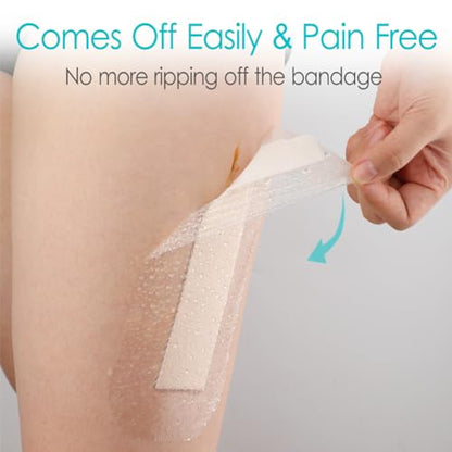 Silicone Knee Incision Bandages with Gentle Adhesive Wound Waterproof Dressing Absorbent Hip Water Barrier Shower Protector for Post Surgical Site Large Cuts Abrasions 4 x 10 Inch Pack of 10 - size: Waterproof 4"x10", style: Silicone(Pack of 10)