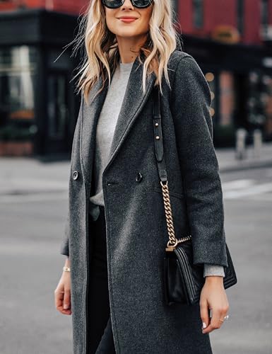 Women's Winter Wool Coat Casual Notch Lapel Single-Breasted Peacoat - color: Darkgrey, size: XX-Large