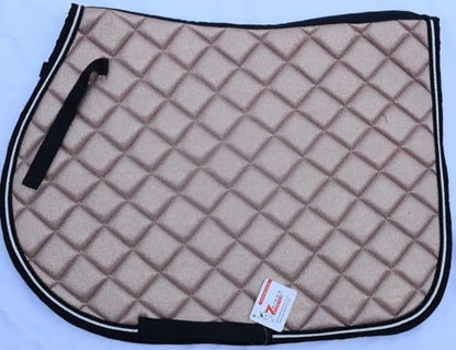 Glitter Rose Gold All Purpose English Saddle Pad with Matching Fly Bonnet, Boots – Handmade Jumping Saddle Pad Set