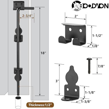 18 Inch Cane Bolt Gate Drop Rod Heavy Duty Gate Hardware, Gate Ground Latch for Wooden Fences, Metal Gates Doors Stopper for Gate Ground, Wrought Iron Gate Latches, Black Finish(1 Pack) - size: 18 Inch