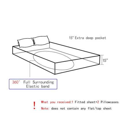 HOSIMA Geometric Hexagon Bedding Sets Full,1 Fitted Sheet+2 Pillowcases. - color: Colorful, size: Full 55"*75"