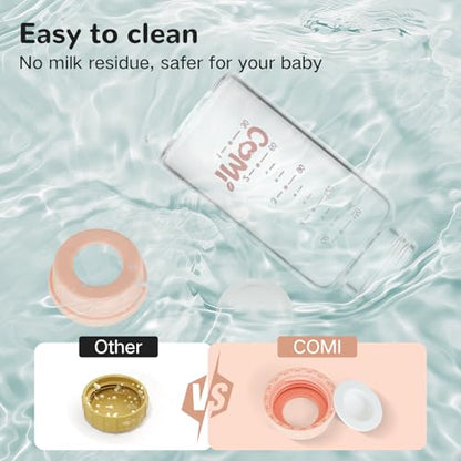COMI Natural Glass Baby Bottle,Standard Neck Breastmilk Storage Bottle for Fridge,Breast Milk Container,Breast Pump Bottle Compatible with Medela Breast Pump,BPA Free,4PCS (5oz, 2 Gray+2 Pink) - style: 2Pink+2Gray
