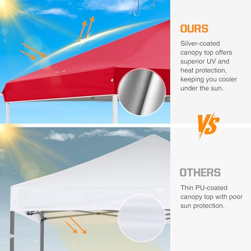 EAGLE PEAK 10x10 Pop Up Canopy Tent Easy Up Canopy Outdoor, Red - color: Red, size: 10x10