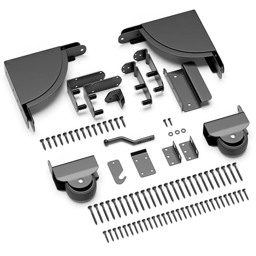 Heavy Duty Sliding Gate Kit, Adjustable Sliding Gate Hardware Kit for Wood Fence, Anti Sag Gate Kit Gate Corner Brace Bracket with Gate Latch, Fence Gate Kit for Driveway Gates, Pool Gates