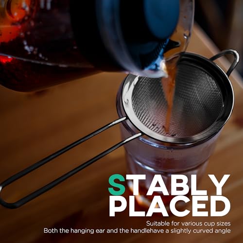 Homestia 2 Pcs Stainless Steel Fine Mesh Strainer, Cocktail Strainer, Black - color: Black, size: 2PCS