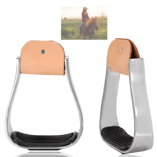 Western Stirrups 1 Pair Stirrups Non Slip Aluminum Horse Stirrups Horse Riding Stirrups Stirrups for Saddle Western English Stirrups with Anti Slip Estribos