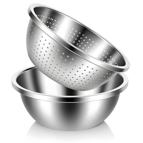Colander Stainless Steel 3 QT with Bowls, Strainer for Kitchen - size: 3QT