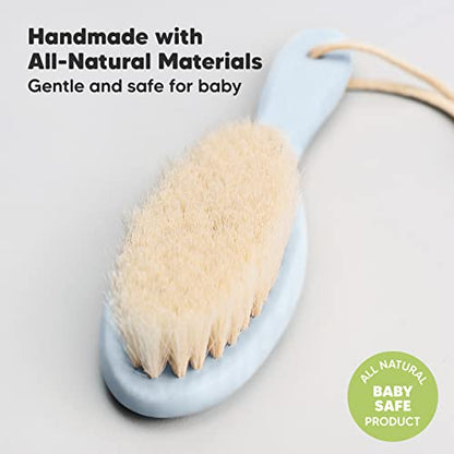 KeaBabies Baby Hair Brush and 4-Pack Muslin Swaddle Blankets for Baby Boys, Girls - Baby Brush with Soft Goat Bristles, Organic Baby Blankets for Girl, Boy