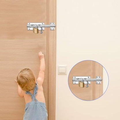 6.3inch Sliding Bolt Gate Latch, 2 Pack Heavy Duty Barrel Bolt with Padlock Hole, 304 Stainless Steel Solid Gate Lock Security Guard Door Latches for Yard Trailer Fence Shed Garages - color: Silver