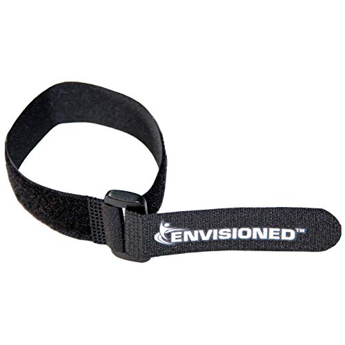 Reusable Cinch Straps 1" x 12" - 12 Pack, Multipurpose Quality Hook and Loop Securing Straps (Black) - Plus 2 Free Bonus Reusable Cable Ties - size: 1" x 12"