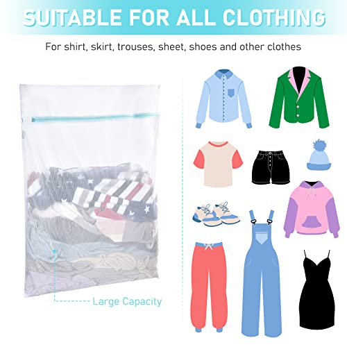 OTraki Large Mesh Laundry Bags 28x35 inch Zipper Mesh Lingerie Bags for Washing Delicates Net Laundry Mesh Bag Machine Washable for Dorm Hotel Camp Don't Drying, Melting 140-176℉, White - size: 28 x 35 inch