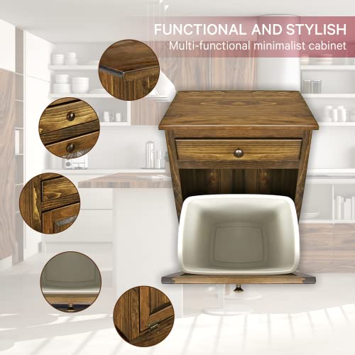 Peaceful Classics Wooden Tilt Out Trash Cabinet with Drawer, Special Walnut - color: Special Walnut, style: With Drawer