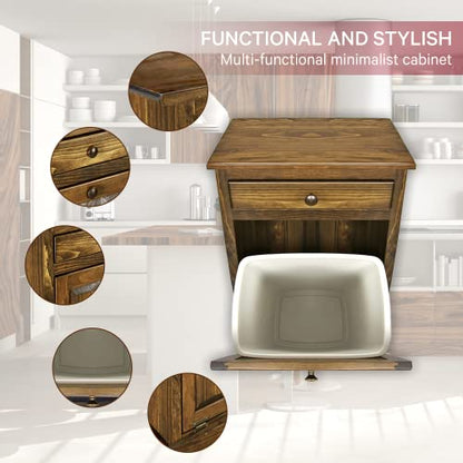 Peaceful Classics Wooden Tilt Out Trash Cabinet with Drawer, Special Walnut - color: Special Walnut, style: With Drawer