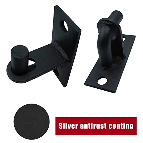 2 Pack Wall Mount Gate Hinges, Heavy Duty Chain Link Fence Gate Hinges with 5/8 Hinge Pin for Fences & Farm Gates, Black - color: Black-2pcs