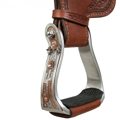 CHALLENGER Horse 5" Aluminum Cactus Engraved Western Ridding Barrel Saddle Stirrups 51263