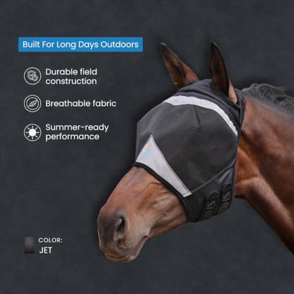 Shires FlyGuard Pro Fine Mesh Fly Mask with UV Protection Jet/Full/Ear Hole - color: Jet, size: Full