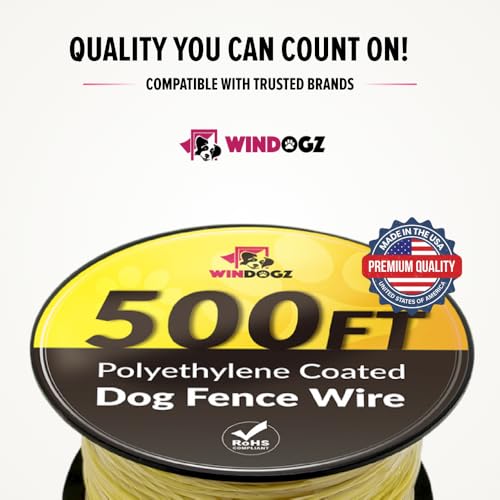 Dog Fence Wire for Electric Dog Fence System, 500 ft, Covers ¼ Acre Area, Easy to Install, Compatible with reputable Underground Fence Brands, Durable, 20 Gauge Wire .025 Polyethylene Coated - size: 500 FT