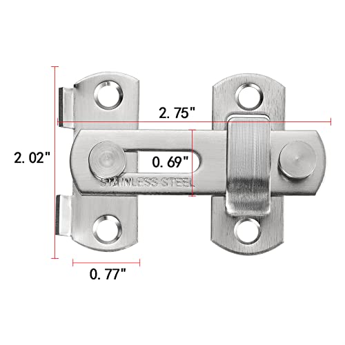 2 Packs Brushed Nickel Stainless Steel Barn Door Latch flip Door Latch_S | Suitable for Sliding Door,Garden Gates,French Door,Fence Gates,Closet,Drawer,Wine Cabinet,Pet Cage