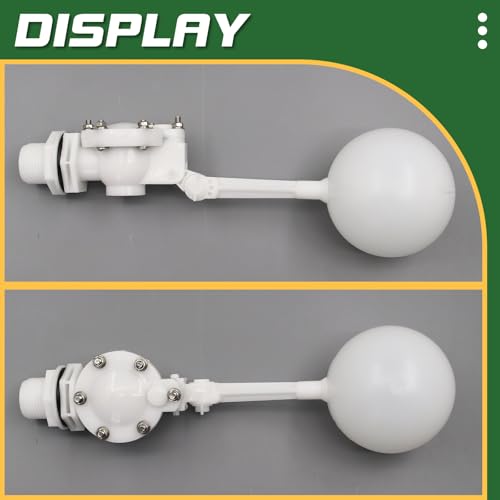 1" Detachable Floating Float Valve,White Plastic Large Water Discharge Water Float Valve with Adjustable Arm for Water Level Control for Water Tank Pond, Livestock Waterer (1") - size: 1 Inch