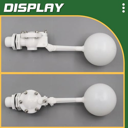 1" Detachable Floating Float Valve,White Plastic Large Water Discharge Water Float Valve with Adjustable Arm for Water Level Control for Water Tank Pond, Livestock Waterer (1") - size: 1 Inch
