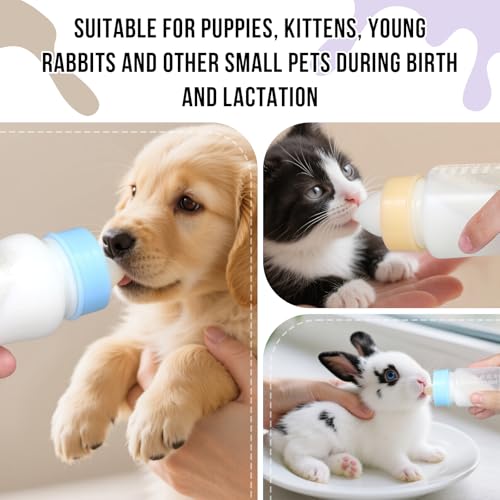 Puppy Kitten Nursing Bottle 2oz- Small Animal Feeding Kit with Nipples | Hand Feeding Supplies for Puppies, Kittens, Rabbits, Ferrets & Newborn Pets - color: SKY BLUE