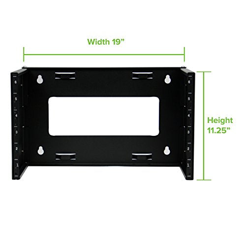 NavePoint 6U Patch Panel Bracket Wall Mount Patch Panel Rack for 19” Networking Equipment – Expandable Mounting Depth 9.5” to 15.5” 4U IT Rack 40lbs Weight Capacity Pre-Assembled - size: 6U
