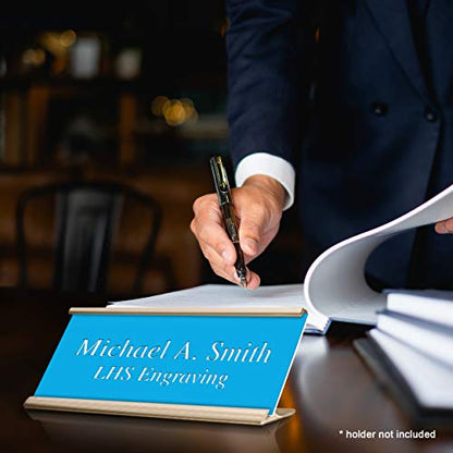 Custom Engraved Office Door Name Plate & Desk Signs, Light Blue, 2x4 - color: B1 - Light Blue & White Lettering, size: 2in x 4in (5.1cm x 10.1cm)