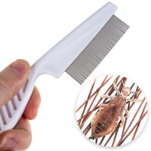2Pcs White Long Handle Metal Hair Nit Comb Remove Head Nits Nit Comb For Pets Kids And Adults Lice Treatments (14cm, 18cm)，Lice Treatments，Lice Combs