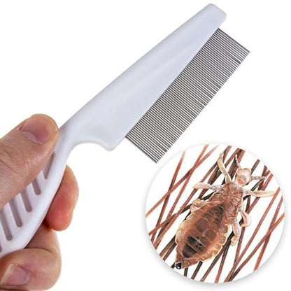 2Pcs White Long Handle Metal Hair Nit Comb Remove Head Nits Nit Comb For Pets Kids And Adults Lice Treatments (14cm, 18cm)，Lice Treatments，Lice Combs