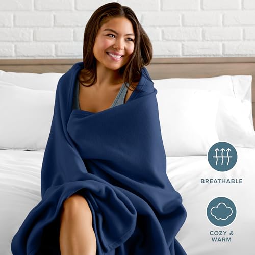 Bare Home Polar Fleece Blanket (Throw, Dark Blue) - color: 07 - Dark Blue, size: Throw