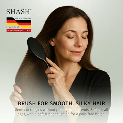 SHASH Since 1869 Hand Made In Germany - Nylon, 100% First Cut Boar Bristle Brush Suitable For Normal to Thick Hair - Gently Detangles, No Pulling or Split Ends - Softens Improves Texture, (Medium) - size: Medium