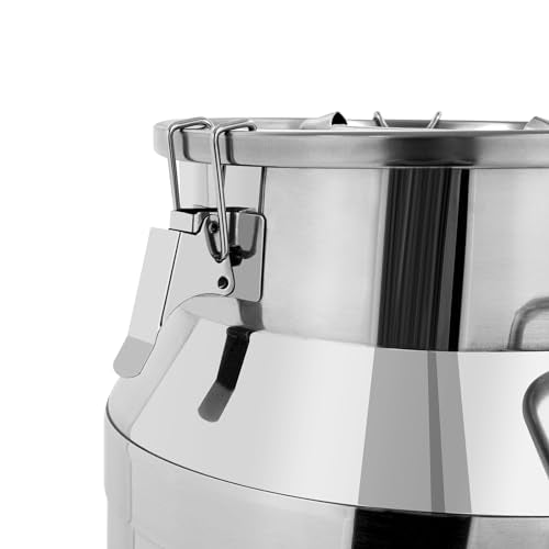 40L Stainless Steel Milk Can, Heavy Duty Food Storage & Transport Container for Dairy, Wine, Grains, Ideal for Home, Farm & Commercial Use, Without the Faucet - size: 40