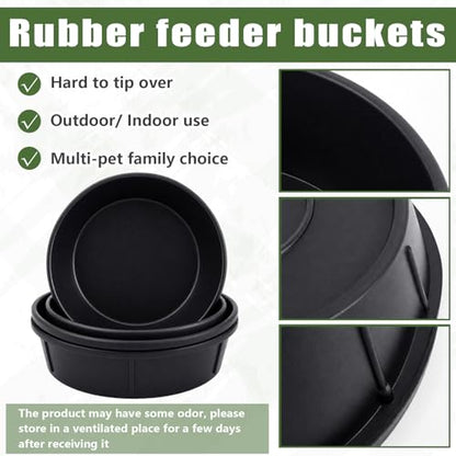 Sadnyy 4 Pcs Rubber Feed Pan 8 Quart/2 Gallon and 12 Quart/3 Gallon Utility Horse Feed Bucket Chicken Dust Bath Tub Livestock Water Trough Bowl for Chickens Ducks Goats Dogs Pigs Farm Small Animal - size: 8 Quart/2 Gallon and 12 Quart/3 Gallon