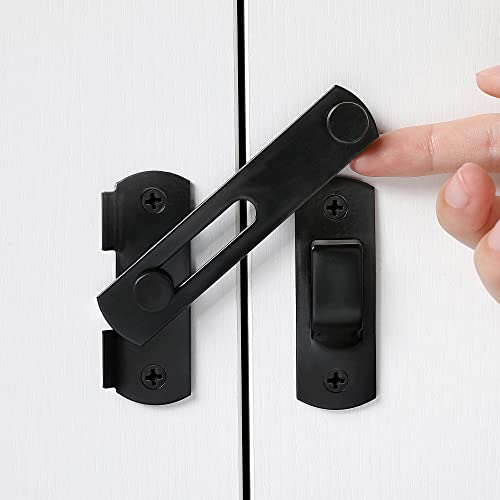 2 Packs Black Stainless Steel Barn Door Latch Bi-fold Door Lock - color: Black
